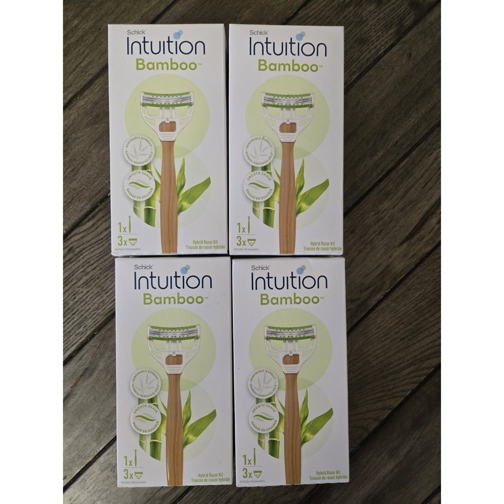 (4) NEW SCHICK INTUITION WOMEN'S BAMBOO HYBRID  3 BLADE RAZOR KITS
